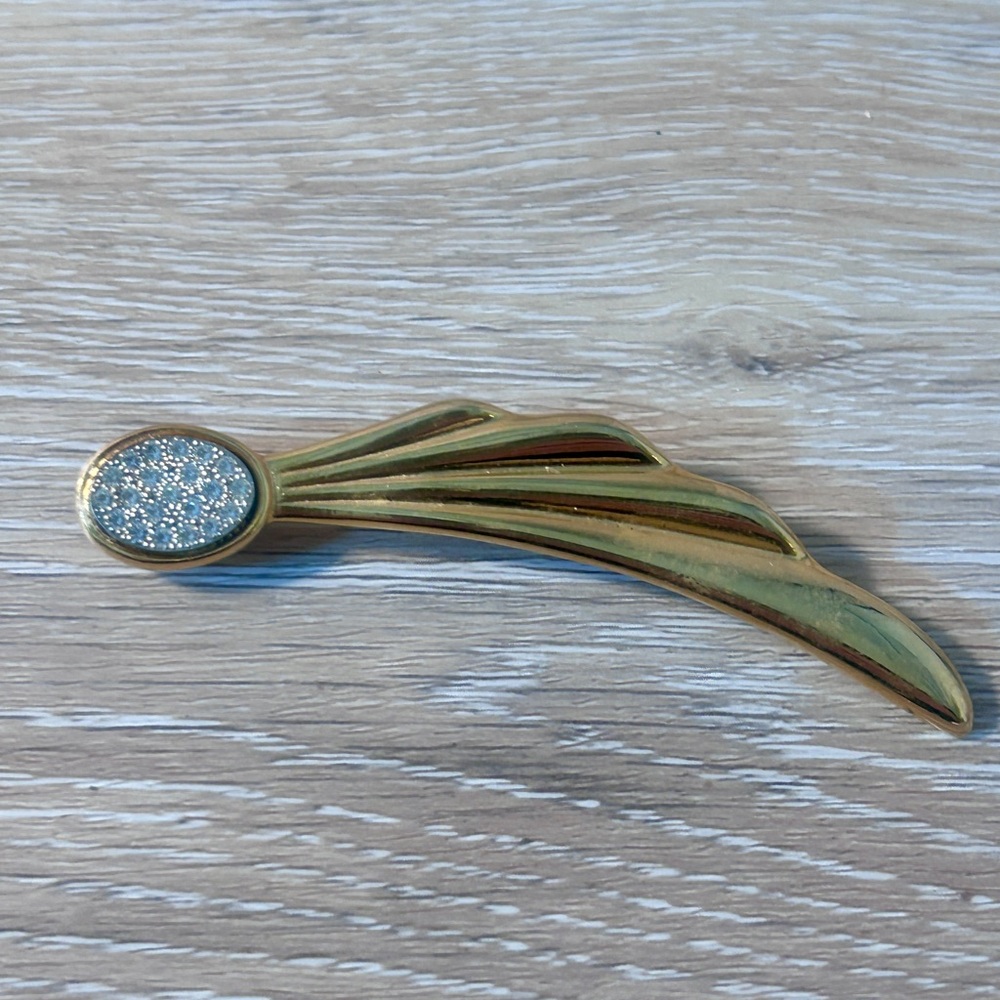 🌟 Vintage Shooting Star Brooch – Gold & Rhinestone Sparkle